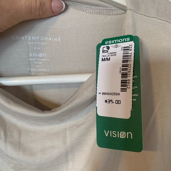 Simons Contemporaine NWT Cream Flowy Top Cap Sleeve Size M - Picture 3 of 4